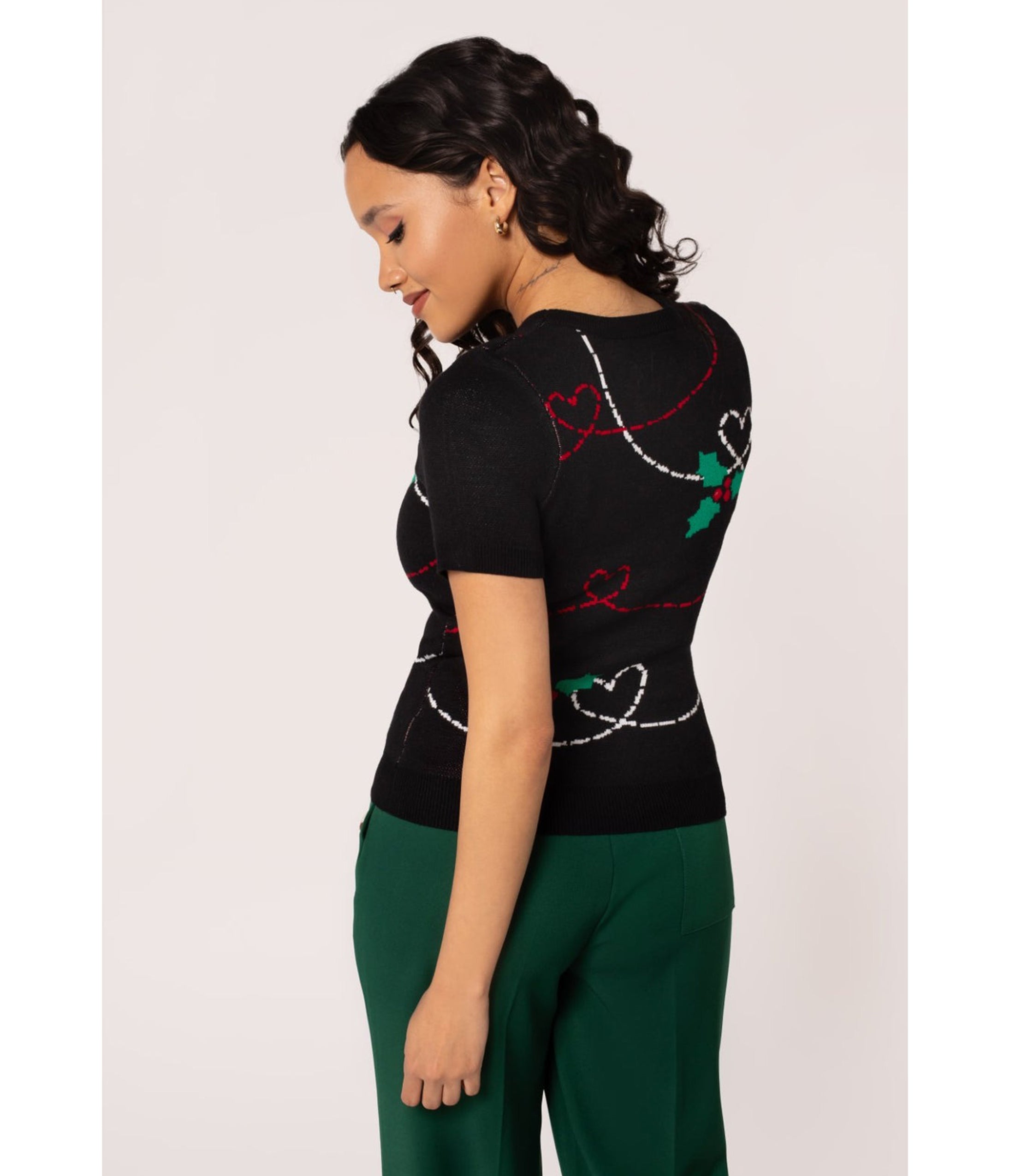 Hell Bunny Black Hearts & Holly Angelica Top