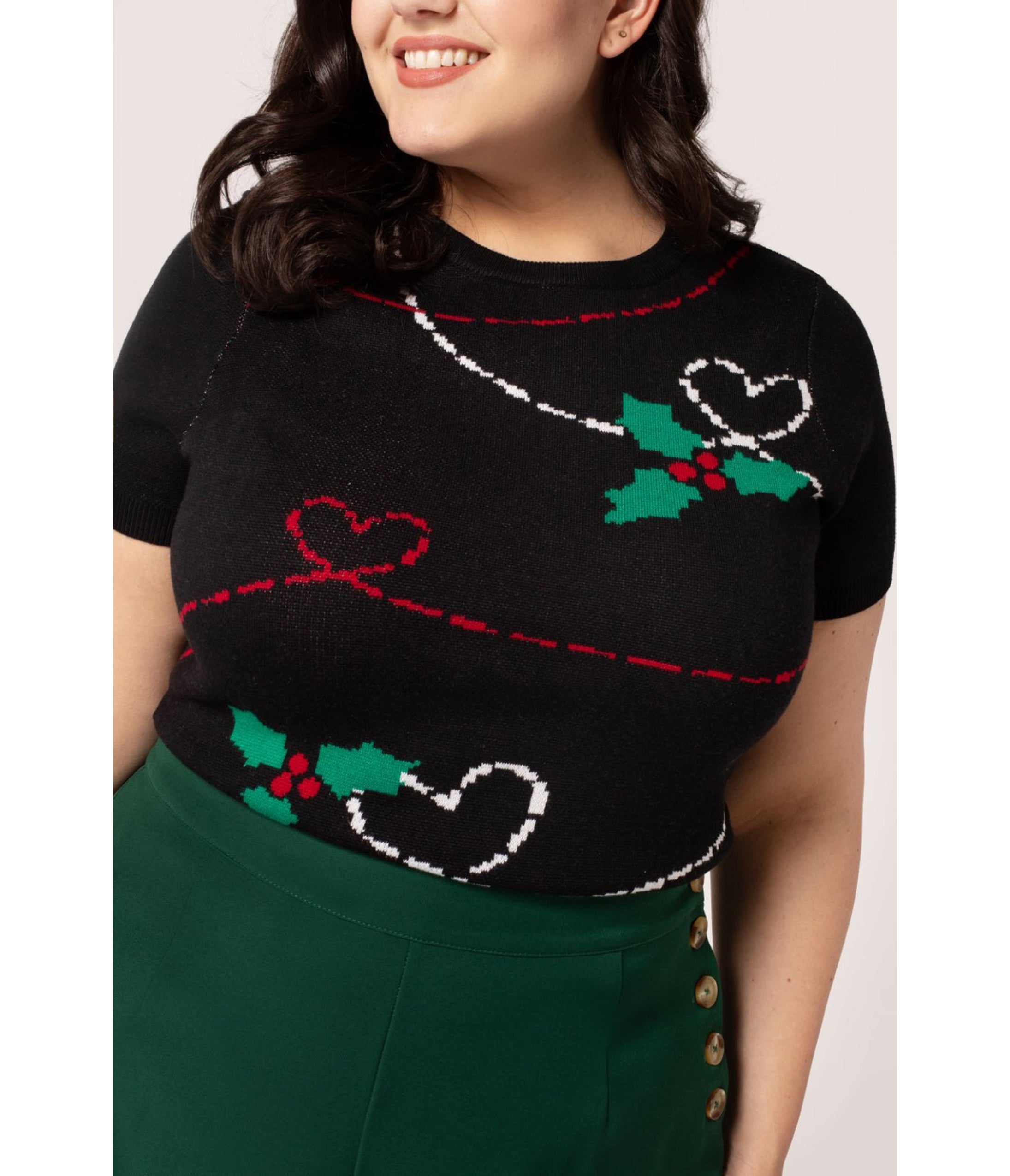 Hell Bunny Black Hearts & Holly Angelica Top