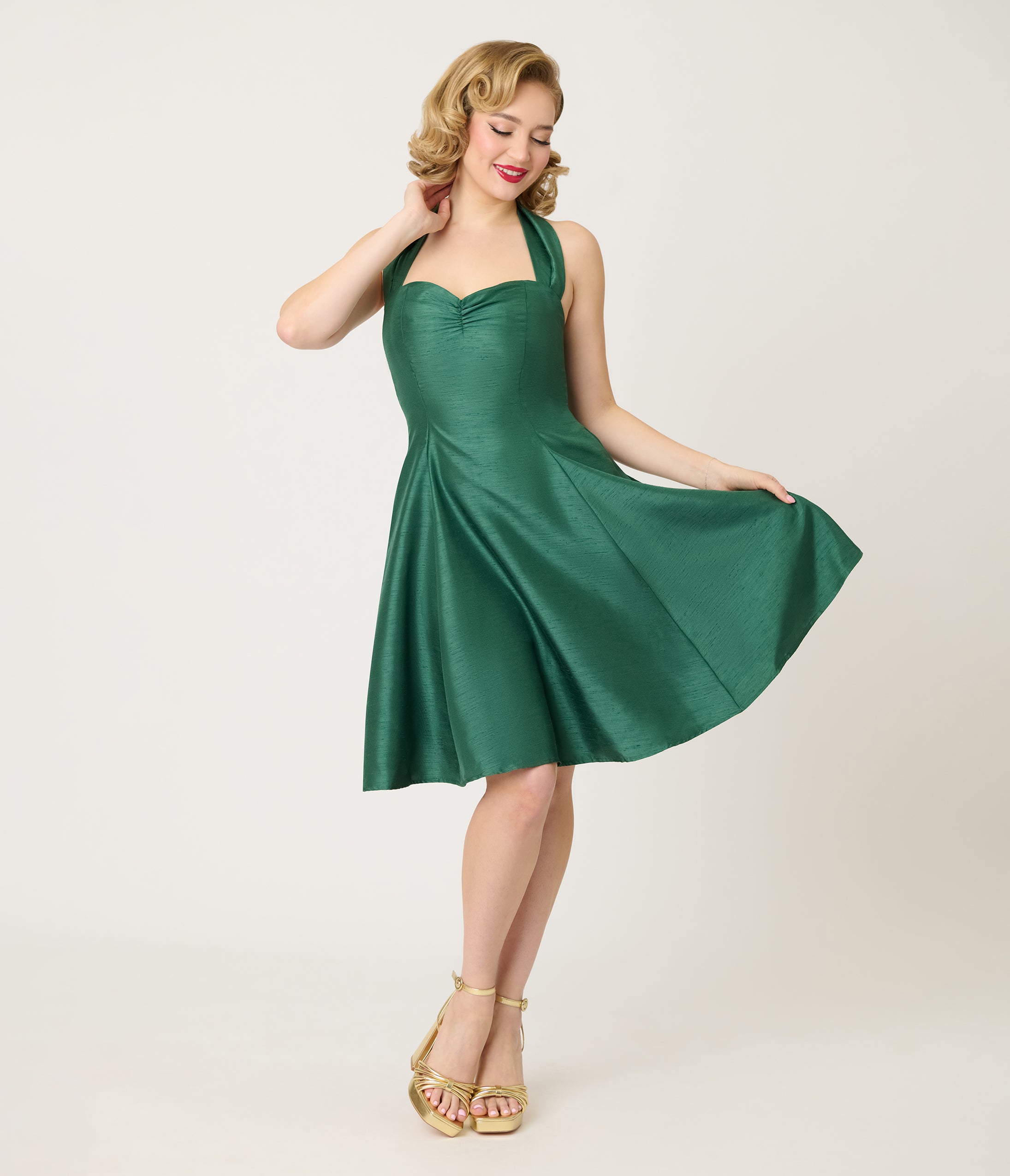Heart of Haute Green Halter Sweetie Swing Dress
