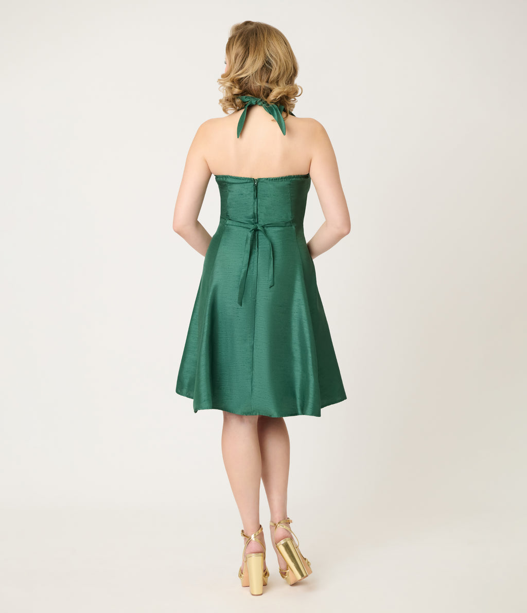 Heart of Haute Green Halter Sweetie Swing Dress