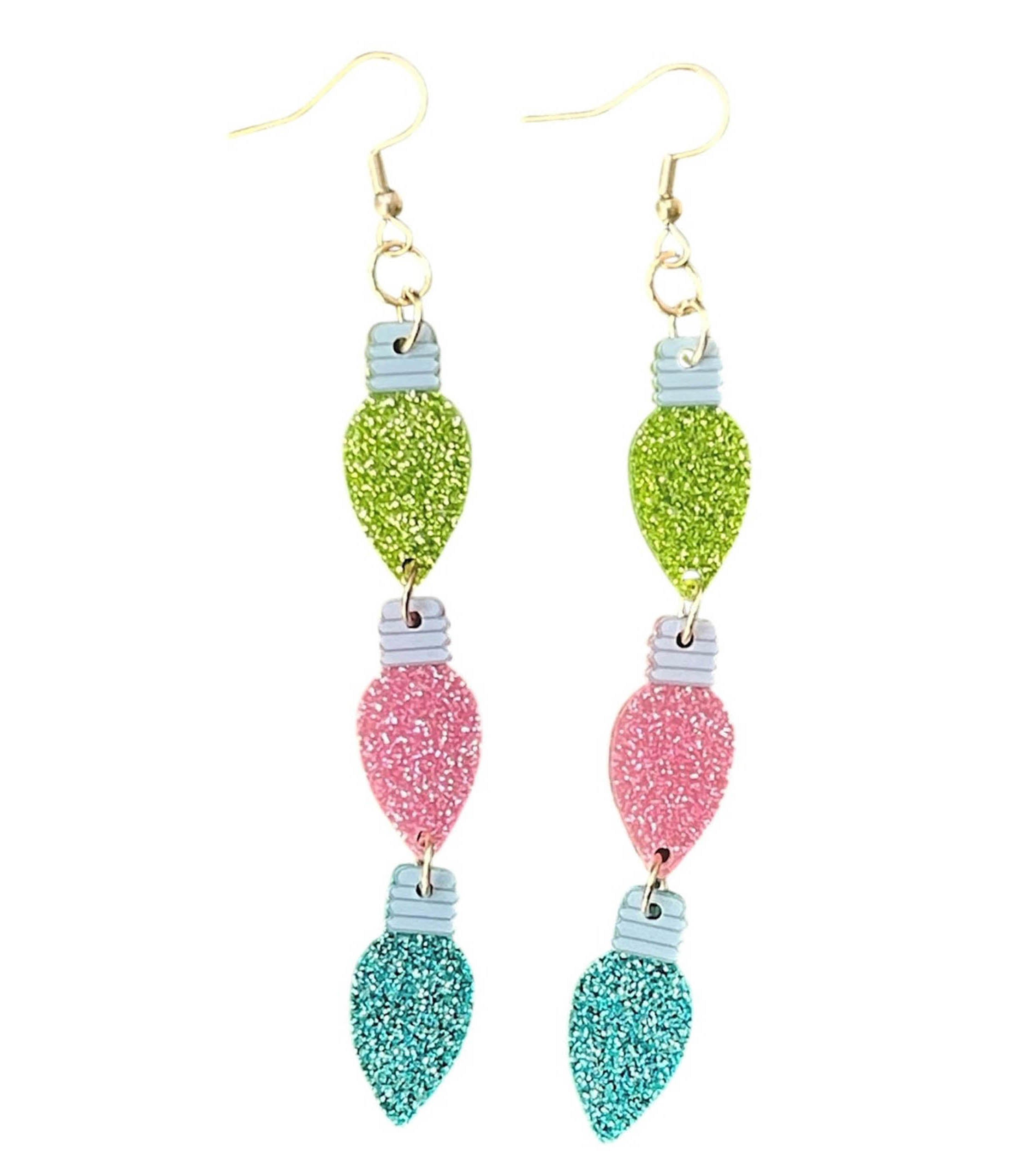Glitter Christmas Light Earrings