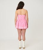 Barbie™ x Unique Vintage Pink Bandana Heart Smocked Skirted Romper
