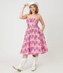 Barbieâ€šÃ‘Â¢ x Unique Vintage Pink Rodeo Print Sleeveless Swing Dress