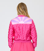 Barbie™ x Unique Vintage Pink Satin Quilted Varsity Jacket