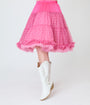Barbie™ x Unique Vintage Pink Barbie Logo Ruffled Petticoat Crinoline