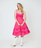 Barbie™ x Unique Vintage Hot Pink Fringe Girlie Swing Dress