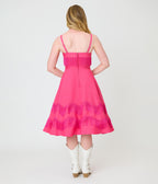 Barbie™ x Unique Vintage Hot Pink Fringe Girlie Swing Dress