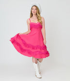 Barbie™ x Unique Vintage Hot Pink Fringe Girlie Swing Dress