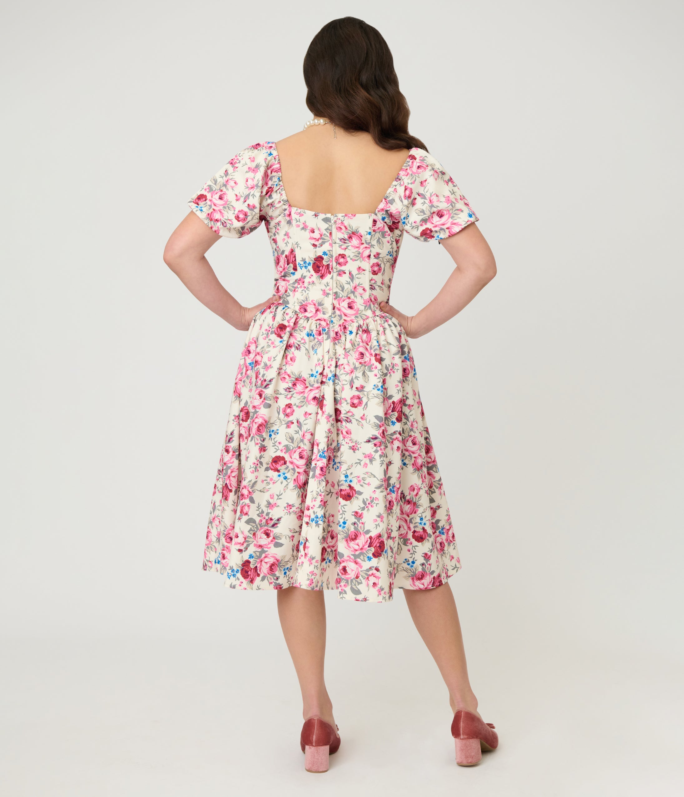 Smak Parlour Spring Roses Sweetheart Swing Dress
