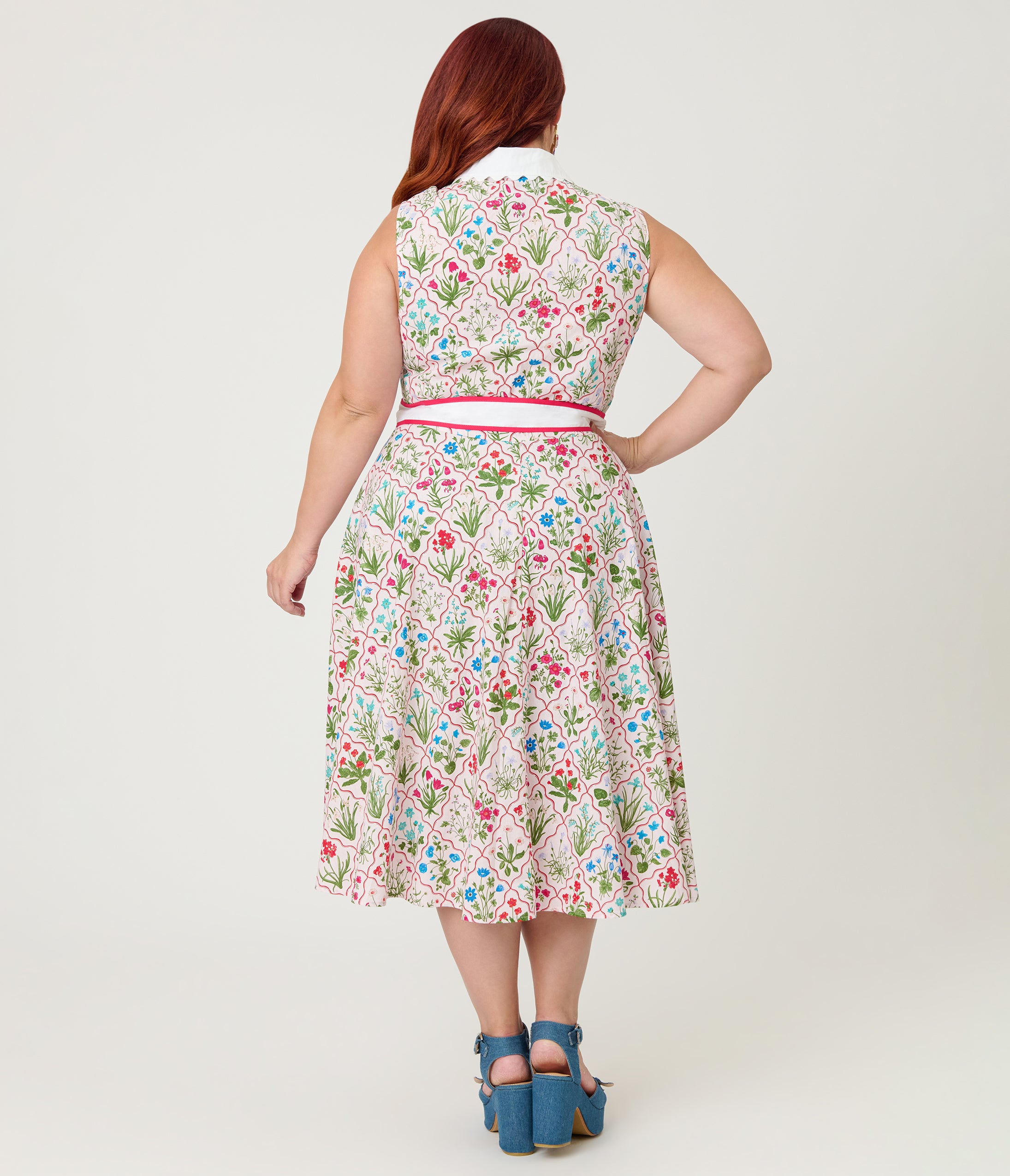 Unique Vintage Plus Size Floral Diamond Darlene Swing Dress