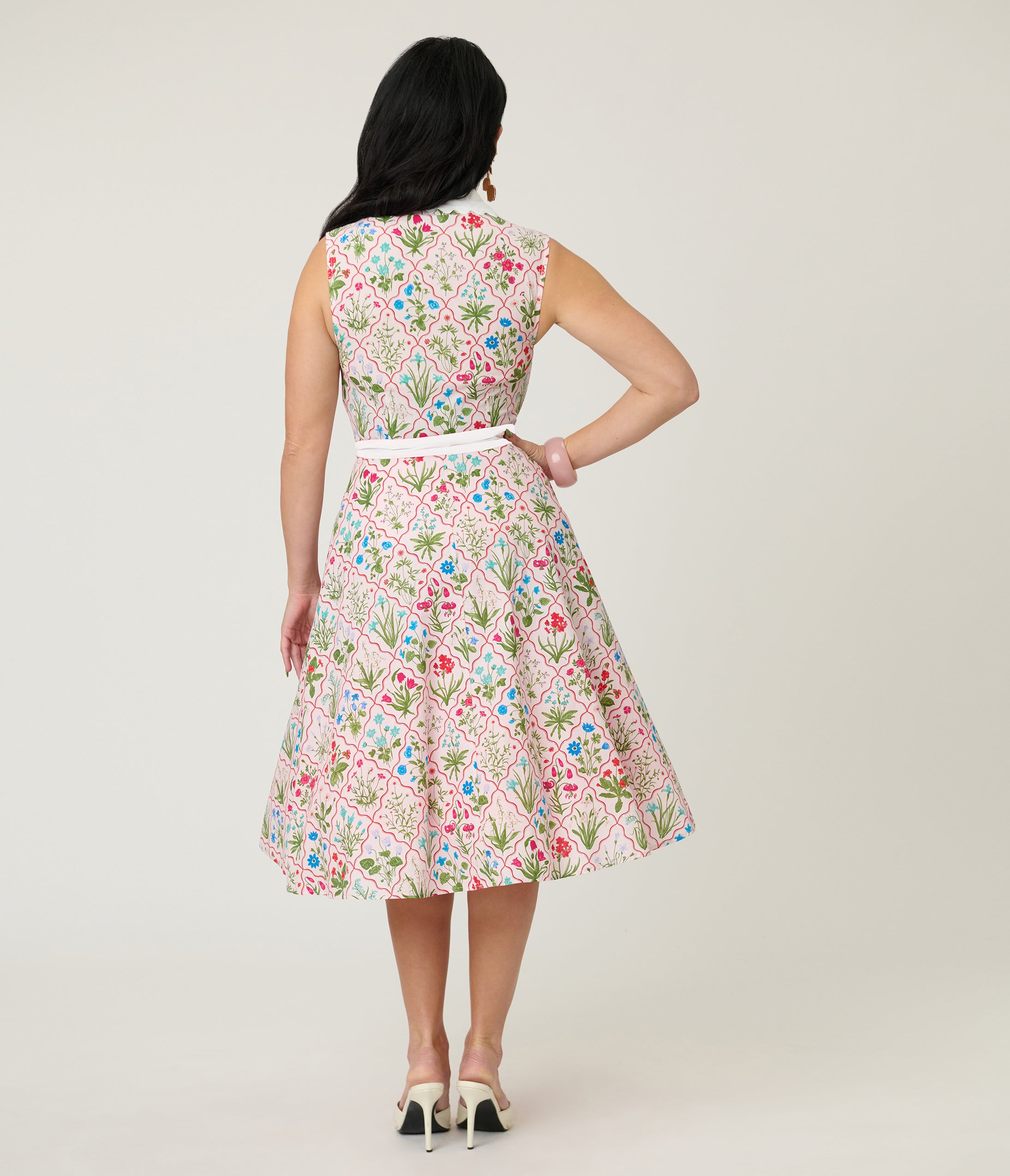 Unique Vintage Floral Diamond Darlene Swing Dress