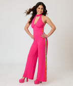 Smak Parlour Hot Pink Rainbow Stripe Glamour Goddess Jumpsuit