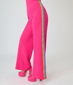 Smak Parlour Hot Pink Rainbow Stripe Glamour Goddess Jumpsuit