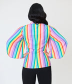 Unique Vintage Rainbow Stripe Long Sleeve Gwen Blouse