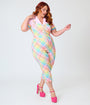 Unique Vintage Plus Size Rainbow Gingham Eartha Jumpsuit