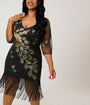 Unique Vintage Plus Size 1920s Black Peacock Sequin Margaux Flapper Dress