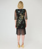 Unique Vintage 1920s Black Peacock Sequin Margaux Flapper Dress