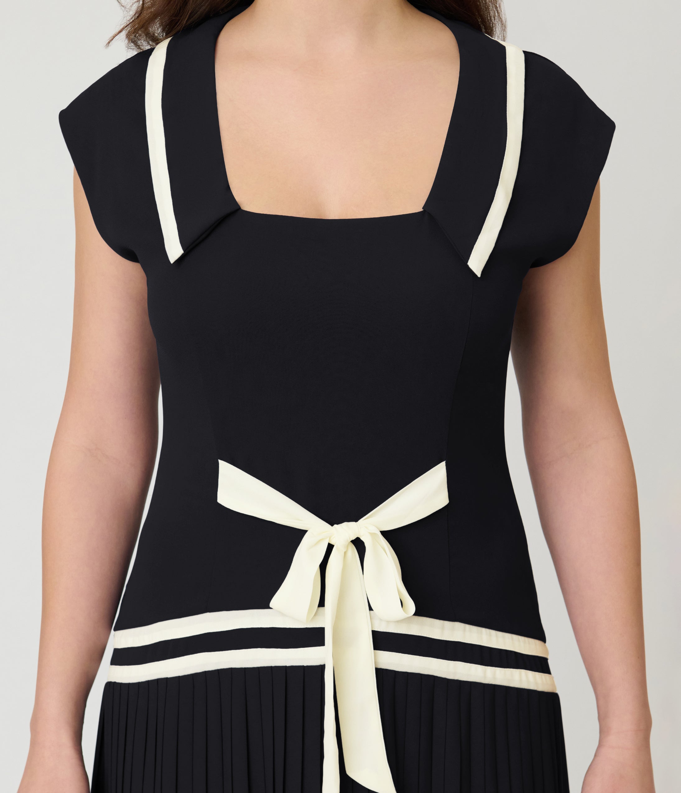 Unique Vintage Black Pleated Flapper Day Dress