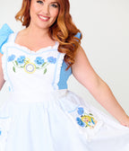 Disney Alice In Wonderland Collection By Unique Vintage Plus Size Blue & White Ruffled Apron Swing Dress