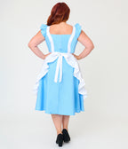 Disney Alice In Wonderland Collection By Unique Vintage Plus Size Blue & White Ruffled Apron Swing Dress