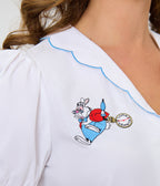 Disney Alice In Wonderland Collection By Smak Parlour White Rabbit Embroidered Puff Sleeve Top