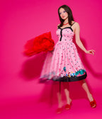 Disney Alice In Wonderland Collection By Unique Vintage Pink Queen of Hearts Sweetheart Swing Dress