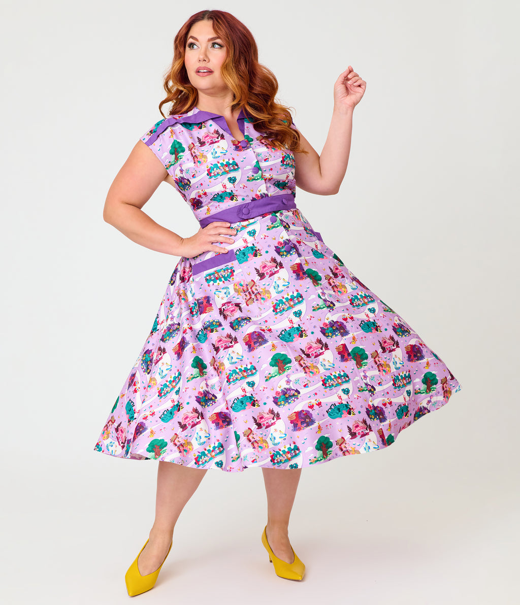 Disney Alice In Wonderland Collection By Unique Vintage Plus Size Wonderland Map Hedda Swing Dress