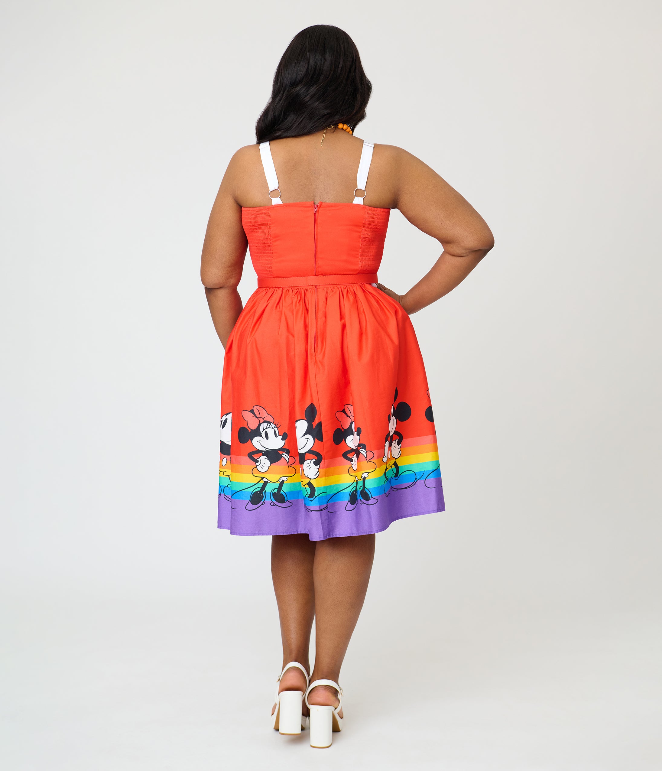 Disney Pride Collection by Unique Vintage Plus Size Mickey & Minnie Rainbow Rachel Swing Dress