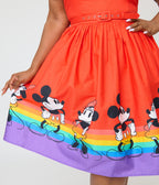 Disney Pride Collection by Unique Vintage Plus Size Mickey & Minnie Rainbow Rachel Swing Dress