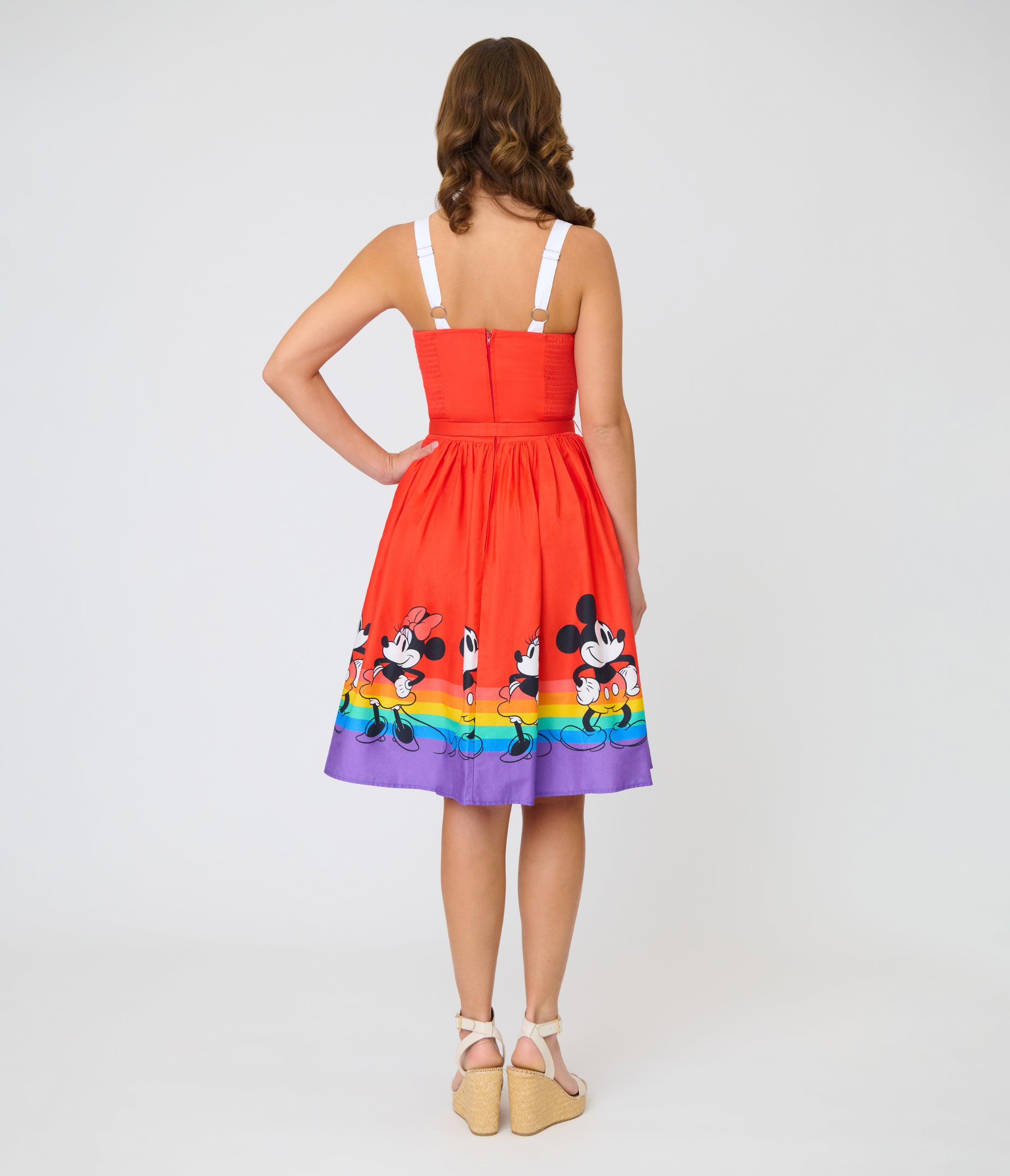 Disney Pride Collection by Unique Vintage Mickey & Minnie Rainbow Rachel Swing Dress
