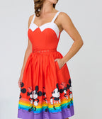 Disney Pride Collection by Unique Vintage Mickey & Minnie Rainbow Rachel Swing Dress