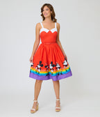 Disney Pride Collection by Unique Vintage Mickey & Minnie Rainbow Rachel Swing Dress