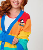 Disney Pride Collection by Unique Vintage Plus Size Rainbow Mickey Button Cardigan