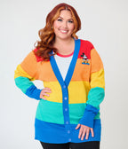 Disney Pride Collection by Unique Vintage Plus Size Rainbow Mickey Button Cardigan
