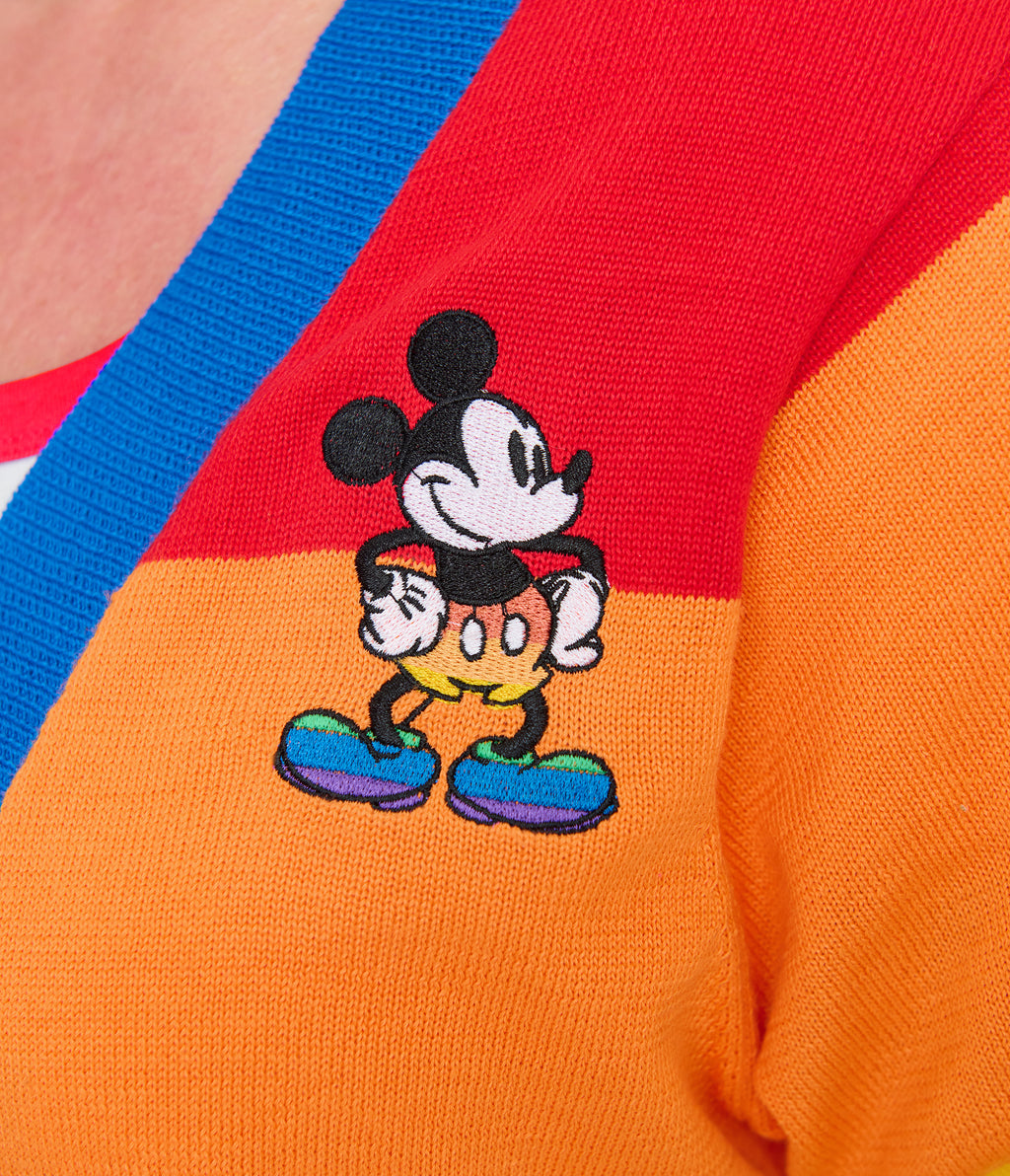 Disney Pride Collection by Unique Vintage Plus Size Rainbow Mickey Button Cardigan