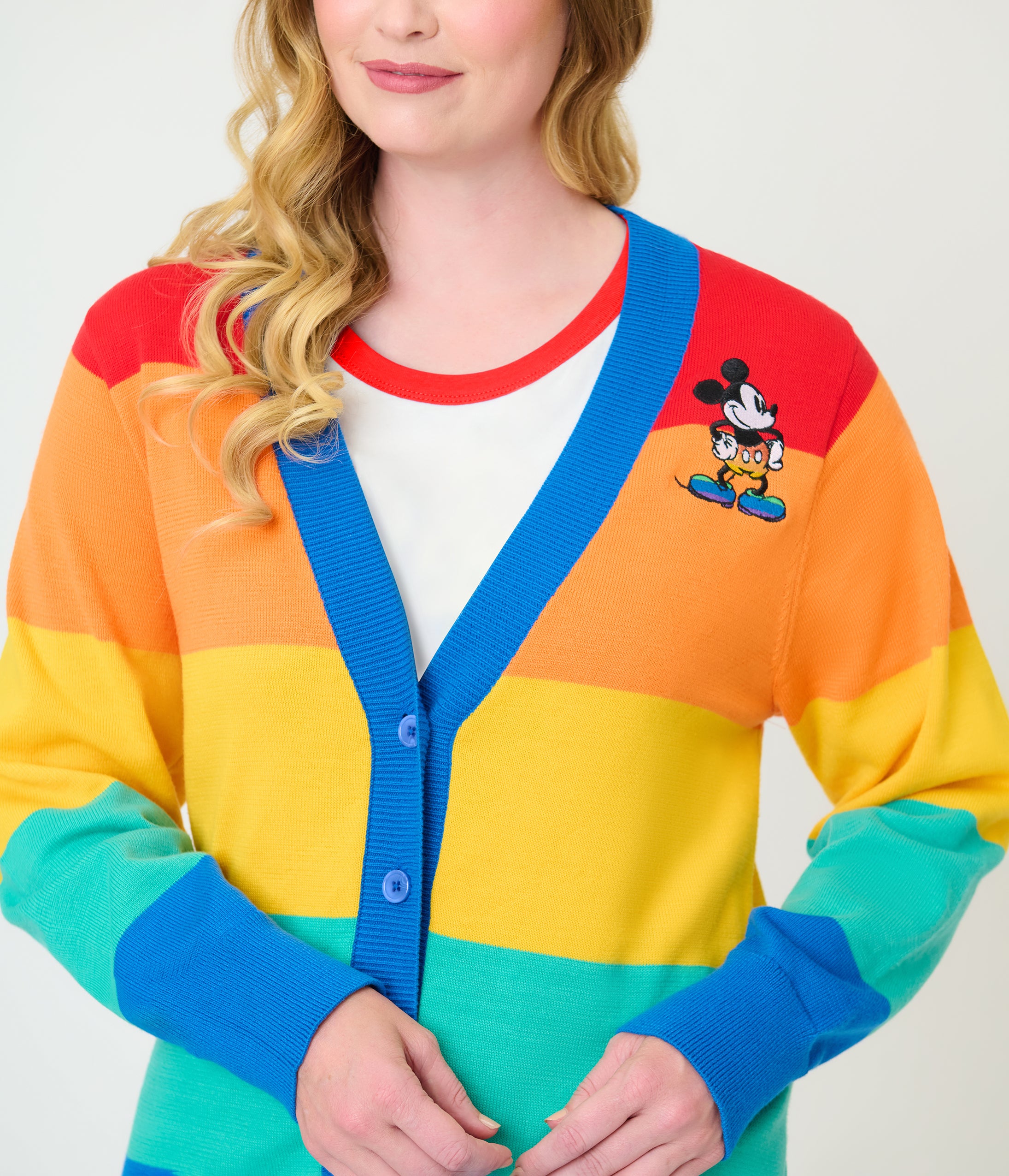 Disney Pride Collection by Unique Vintage Rainbow Mickey Button Cardigan