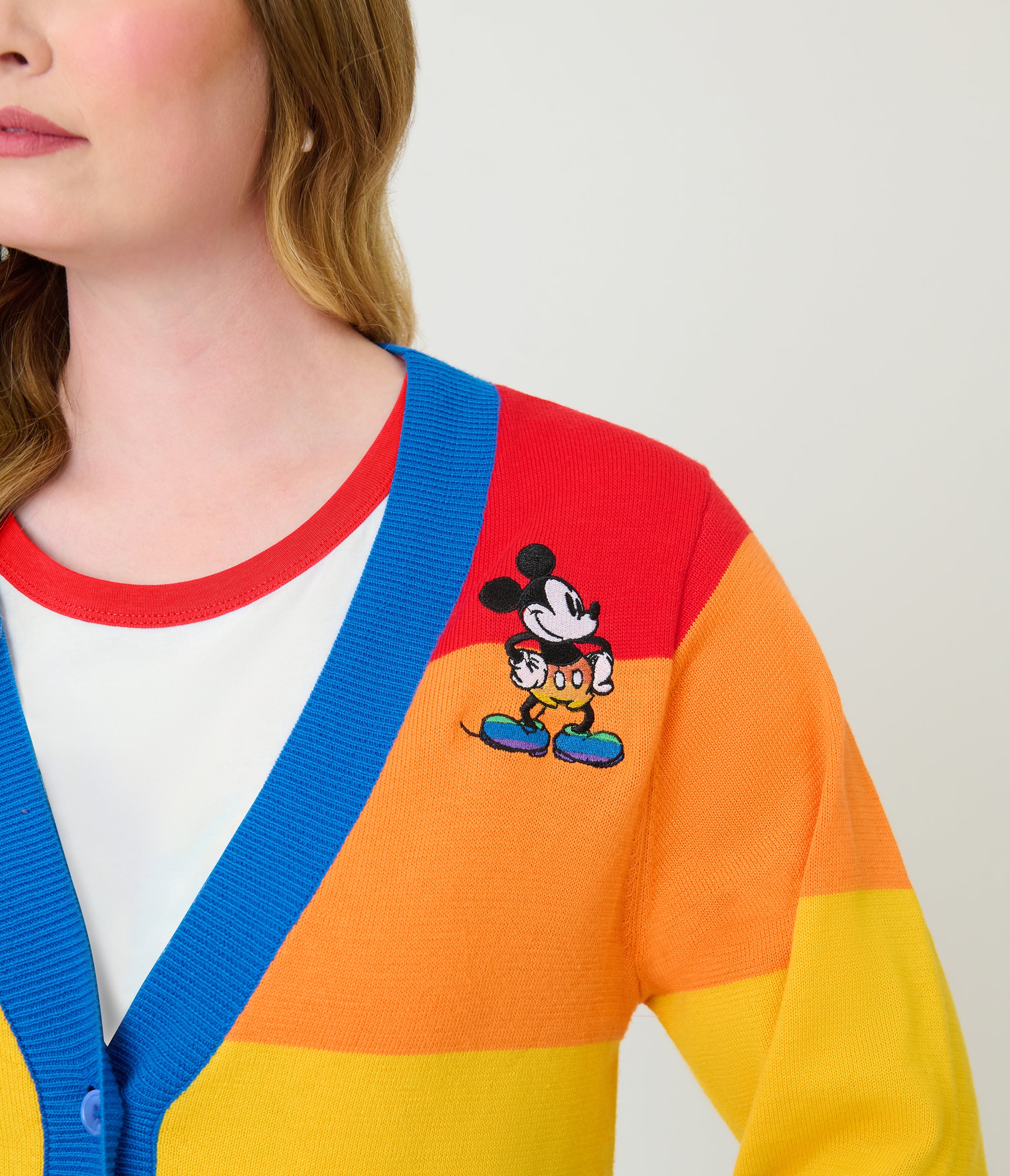 Disney Pride Collection by Unique Vintage Rainbow Mickey Button Cardigan