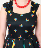 Disney Pride Collection by Unique Vintage Black & Rainbow Mickey Stripe Swing Dress
