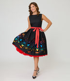 Disney Pride Collection by Unique Vintage Black & Rainbow Stripe Mickey Cutout Swing Dress