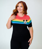 Disney Pride Collection by Unique Vintage Plus Size Rainbow & Mickey Embroidery Puff Sleeve Sweater