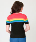 Disney Pride Collection by Unique Vintage Rainbow & Mickey Embroidery Puff Sleeve Sweater