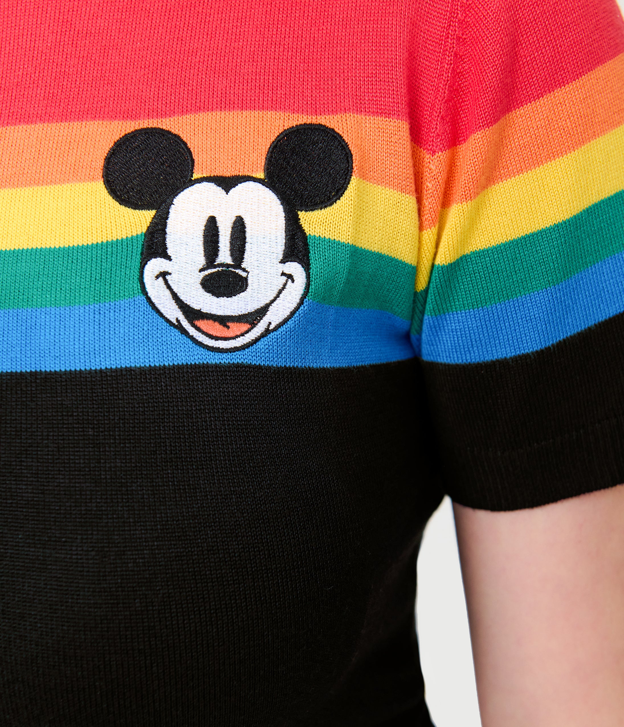 Disney Pride Collection by Unique Vintage Rainbow & Mickey Embroidery Puff Sleeve Sweater