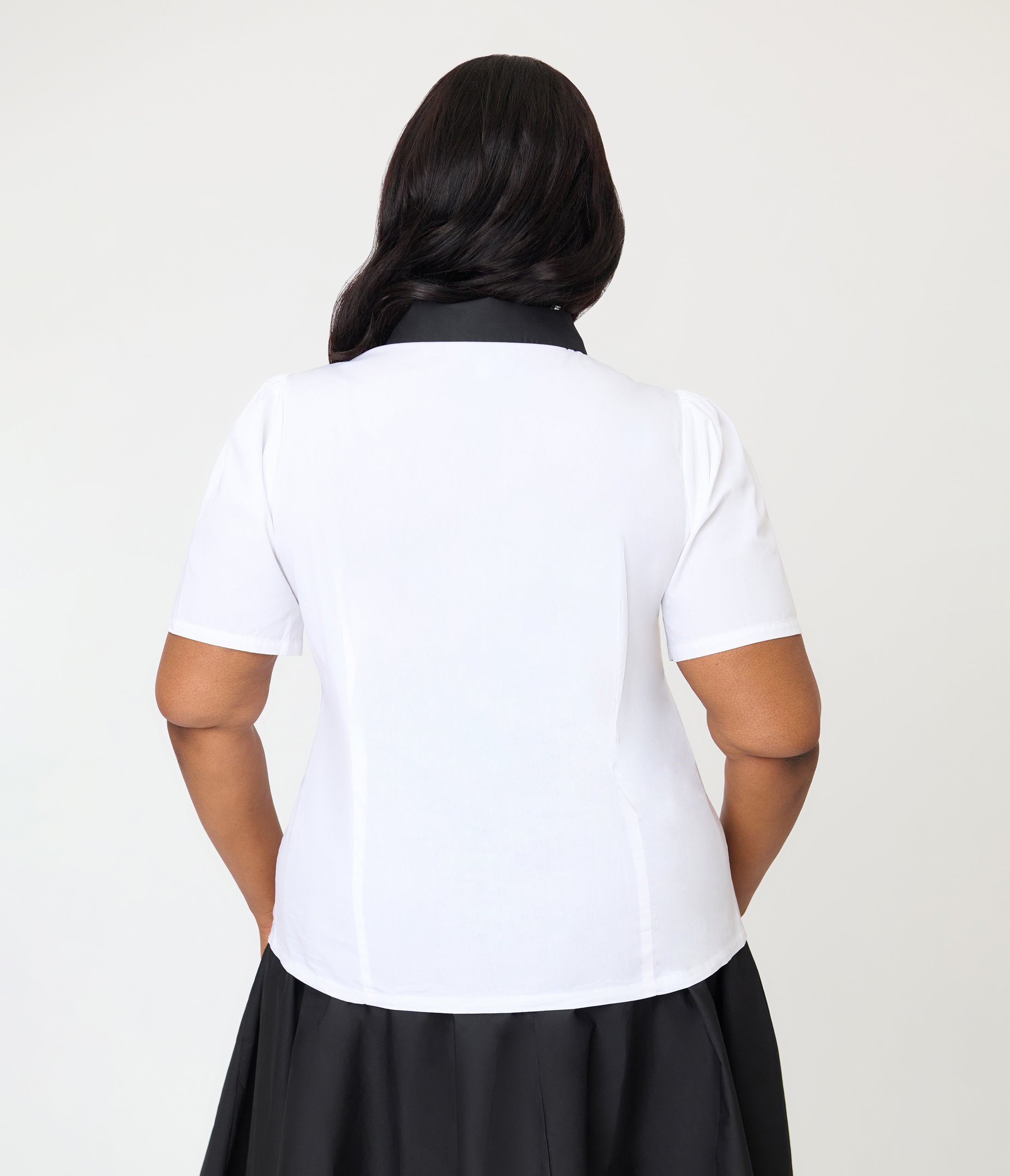 Disney Pride Collection by Unique Vintage Plus Size White Mickey Rainbow Pocket Collared Blouse