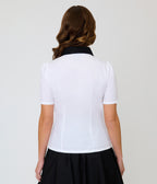 Disney Pride Collection by Unique Vintage White Mickey Rainbow Pocket Collared Blouse