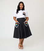 Disney Pride Collection by Unique Vintage Plus Size Black & Mickey Heart Pocket Sally Swing Skirt