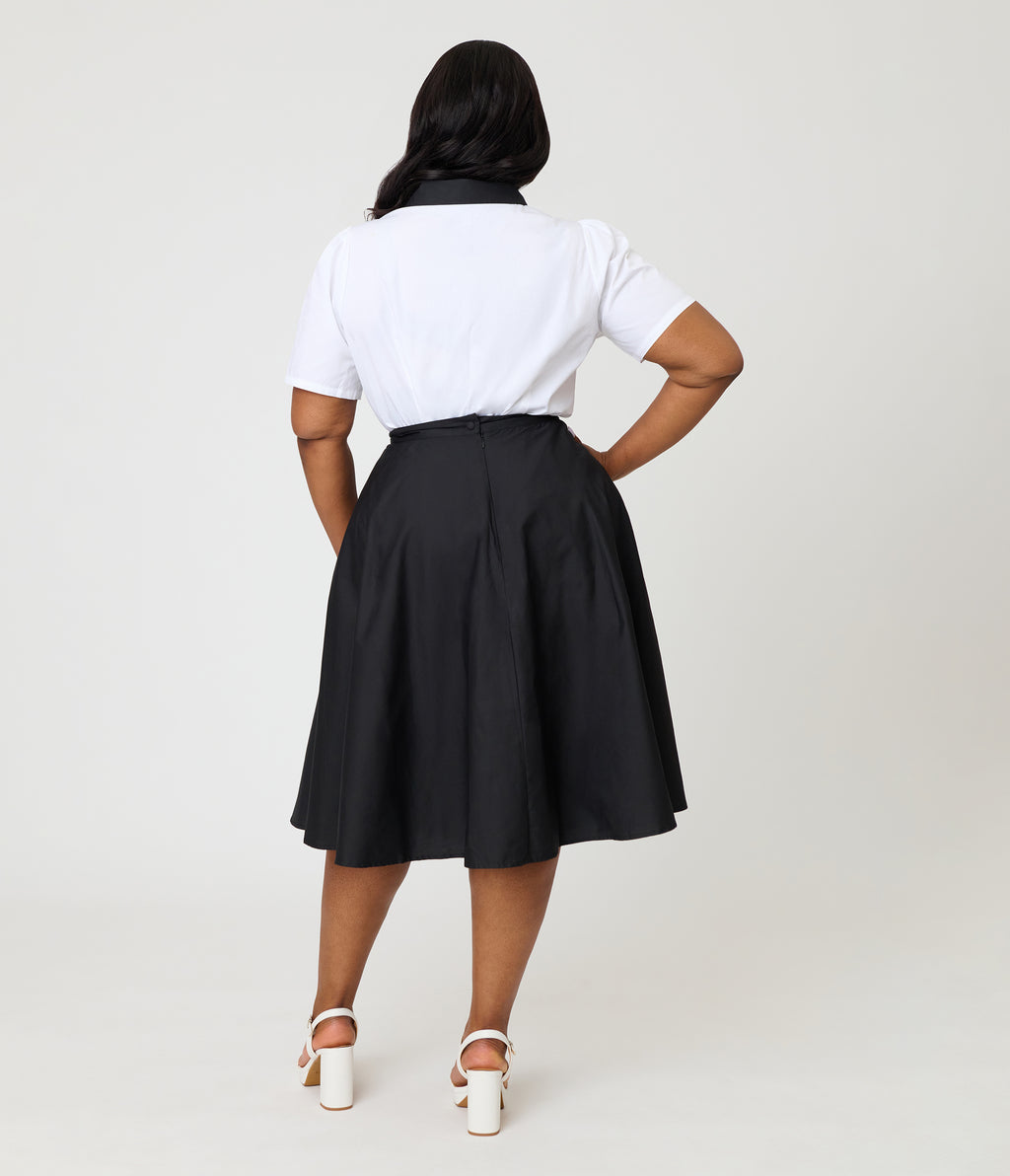 Disney Pride Collection by Unique Vintage Plus Size Black & Mickey Heart Pocket Sally Swing Skirt