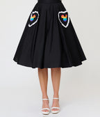 Disney Pride Collection by Unique Vintage Black & Mickey Heart Pocket Sally Swing Skirt