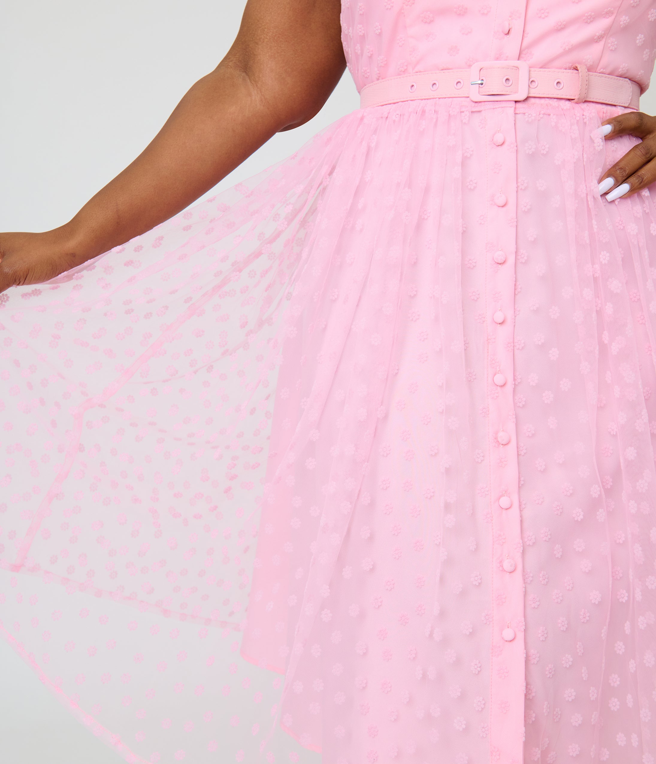 Unique Vintage Plus Size Light Pink Daisy Hollie Swing Dress