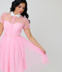 Unique Vintage Light Pink Daisy Hollie Swing Dress