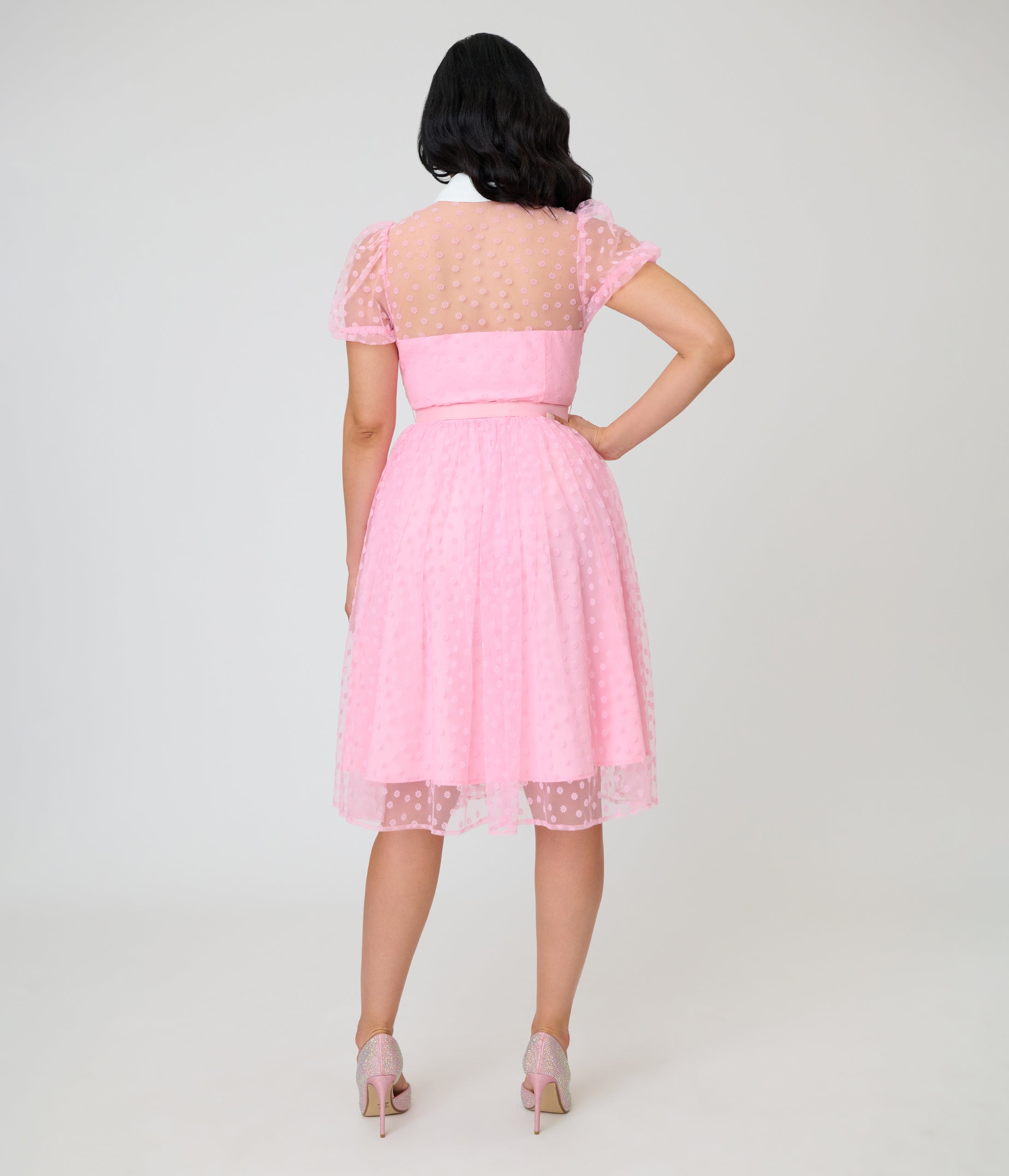 Unique Vintage Light Pink Daisy Hollie Swing Dress